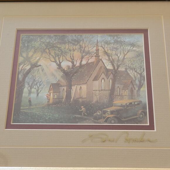 Gene Roncka Signed Frame 'Evening Light' Transfer Picture Print Gold Framed Art - Picture 2 of 12